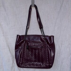 Vera Wang Deep Burgundy Tote with Chain Straps